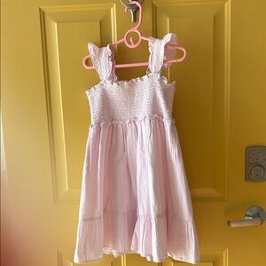 Janie and Jack, pink and white seersucker Ruffled  Dress 8 classic summer